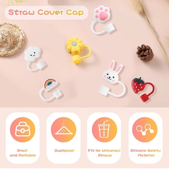 6 PCS  10mm Diameter Silicone Straw Covers - Picture 2 of 7